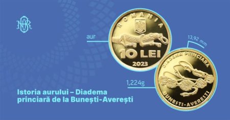 BNR lanseaza o moneda din aur cu tema Istoria aurului - Diadema princiara de la Bunesti-A<span style='background:#EDF514'>VERES</span>ti