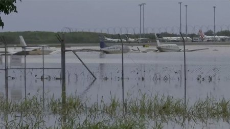 Inundatii masive in nord-estul Australiei: avioane sub ape, oameni blocati pe acoperisul spitalului, un crocodil in centrul orasului