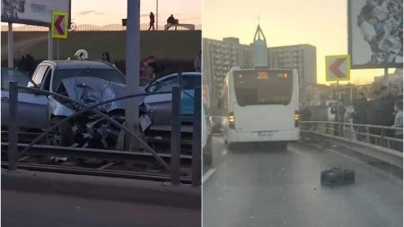 Linia 41, blocata pe ambele sensuri de circulatie! Haos in traficul din Bucuresti, dupa un accident cu trei masini la Podul Ciurel