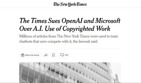 The New York Times da in judecata OpenAI si Microsoft pentru incalcarea drepturilor de autor
