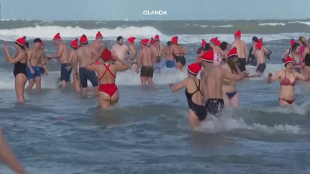 Zeci de mii de europeni au inceput noul an cu o baie rece in apele oceanelor: „O experienta nemaipomenita”