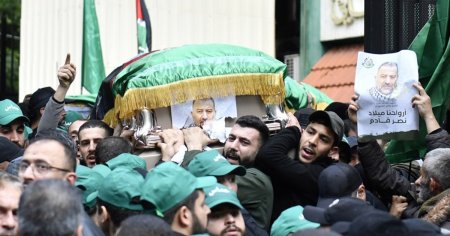Mii de adepti ai miscarii pro-iraniene Hezbollah au participat la inmormantarea oficialului Hamas ucis la Beirut