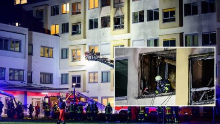 Un mort si 22 de raniti intr-un spital german unde mai multe <span style='background:#EDF514'>SALOANE</span> pline cu pacineti au luat foc, la etajul trei