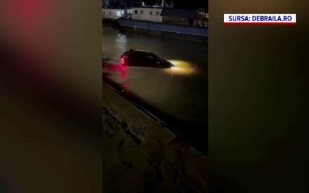 O masina a cazut in Dunare. La volan se afla un tanar de 18 ani care nu detinea permis de conducere