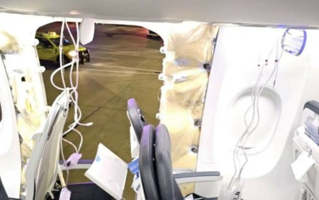 Panica la bordul unui avion. O fereastra a explodat in timpul zborului. Un copil se afla chiar langa gaura formata. VIDEO