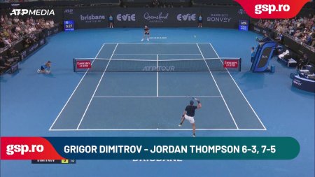 Grigor <span style='background:#EDF514'>DIMITROV</span> s-a impus in doua seturi in fata lui Jordan Thompson si ajunge in finala de la Brisbane