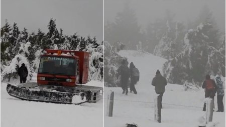 Weekend de poveste pentru turistii care au mers la munte, in Harghita. Zapada de peste un metru si experiente de neuitat