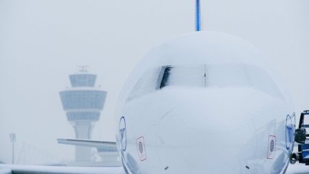 Intarzieri la zboruri si <span style='background:#EDF514'>CURSE ANULATE</span>, pe un mare aeroport din Romania, din cauza ninsorii si viscolului: Va recomandam sa tineti permanent legatura cu operatorii aerieni