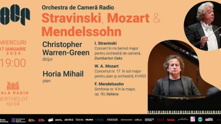 Stravinski/Mozart/Mendelssohn, sub bagheta dirijorului britanic Christopher Warren-Green pe scena Salii Radio
