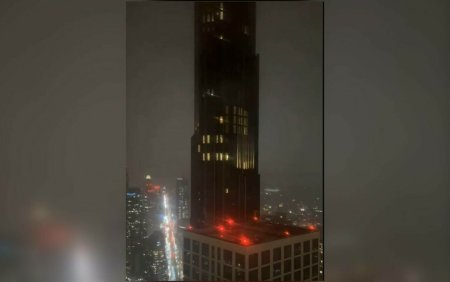 Un zgarie-nori cu peste 90 de etaje a fost filmat cum incepe sa se clatine puternic din cauza rafalelor de vant. VIDEO