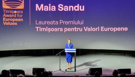 Maia Sandu, distinsa cu premiul Timisoara pentru valori europene: Un vot de incredere in Republica Moldova si in cetatenii sai