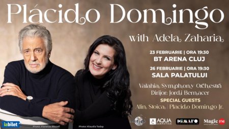 Invitati speciali in concertele extraordinare sustinute luna viitoare de legendarul Plácido Domingo si celebra soprana Adela Zaharia, la Bucuresti si la Cluj!