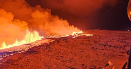 <span style='background:#EDF514'>ERUPTIE VULCAN</span>ica in Islanda. Fluxul de lava scade in intensitate in apropierea orasului Grindavik
