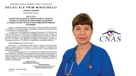 Medicul Valeria Herdea este noul presedinte al CNAS
