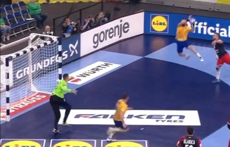 Aeriana senzationala reusita de Ionut Nistor in Romania - Croatia » Cel mai frumos gol al tricolorilor la CE de handbal masculin