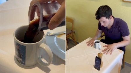 Un barbat a baut o ceasca de cafea fierbinte in doar 3.12 secunde si a intrat in Cartea Recordurilor