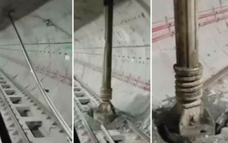 Tavanul unui tunel al metroului din Istanbul a fost strapuns pana la sine de o masina de gaurit care fora asfaltul. VIDEO