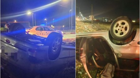 <span style='background:#EDF514'>O SOFERITA</span> bauta si drogata s-a rasturnat cu masina, in timp ce era urmarita de politie, in Arad