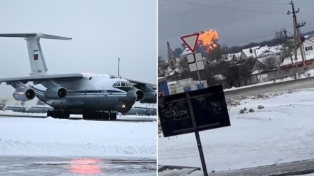 Un avion militar rus cu 65 de prizonieri ucraineni la bord, s-a prabusit langa Belgorod, in Rusia