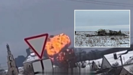 Video cu momentul in care se prabuseste avionul militar rusesc in care Ministerul Apararii de la Moscova sustine ca erau 65 de soldati ucraineni capturati pe front