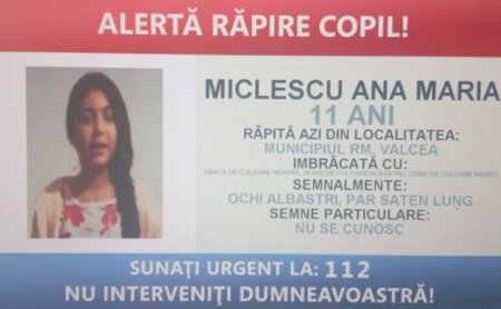 O fetita de 11 ani a fost rapita din Ramnicu Valcea de patru barbati si o femeie