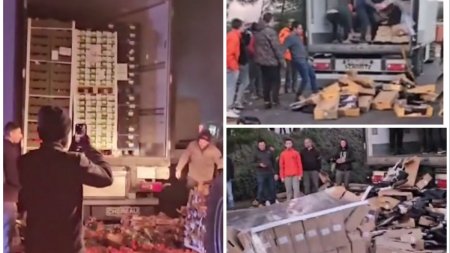 Carnea romaneasca exportata in Franta, distrusa cu tractoarele de fermierii furiosi. 