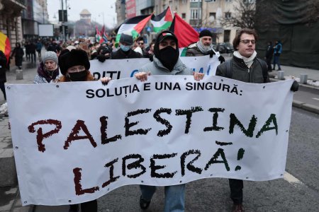 Un nou miting pro-Palestina in Bucuresti. Circa 100 de persoane cer oprirea ostilitatilor din Gaza