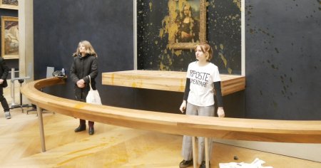 Activisti ecologisti au stropit cu supa geamul blindat care protejeaza cea mai faimoasa pictura din lume, Mona Lisa