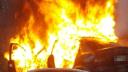 O masina cu mai multi pasageri a luat foc, in urma unui accident, pe un drum european din Botosani