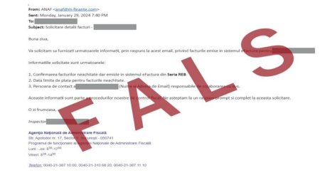 Nu deschideti aceste emailuri: Mesaje false, transmise in numele ANAF, privind facturile emise prin sistemul e-Factura