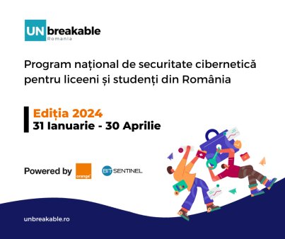Concursul national de securitate cibernetica pentru liceeni si studenti UNbreakable Romania, organizat de Bit Sentinel si Orange Romania, da startul inscrierilor pentru editia 2024. Pe langa dobandirea de competente, castigatorii vor pleca acasa cu premii ce vor depasi 8.000 de euro