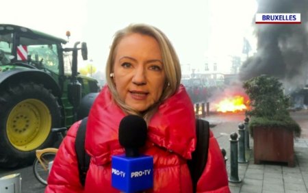 Corespondentul Stirilor PRO TV, prins in mijlocul revoltei fermierilor din Bruxelles. Scene dramatice in capitala Belgiei