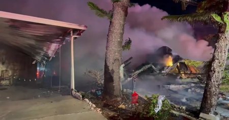 Tragedie in Clearwater, Florida. Un avion s-a prabusit peste un cartier de locuinte. Consecinte devastatoare: morti, raniti si incendiu urias.