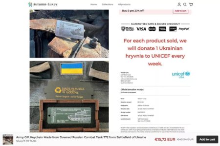 Inselatorie pe Internet: brelocuri metalice realizate din tancuri rusesti distruse
