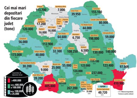 ZF: Cine sunt cei mai mari depozitari de cereale din Romania?  Ameropa Grains, Cerealcom Dolj si Agro <span style='background:#EDF514'>CHIRNOGI</span> sunt lideri in Constanta, Dolj si Calarasi si detin 4% din capacitatea totala