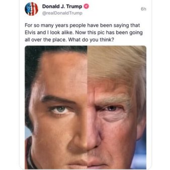 Trump isi intreaba urmaritorii intr-o postare daca seamana cu Elvis