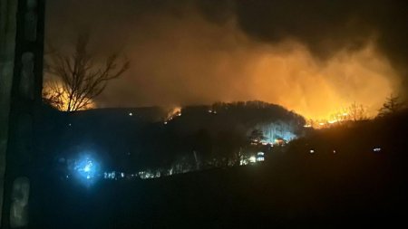 Incendiu de amploare in Valcea: Ard peste 100 de hectare de vegetatie