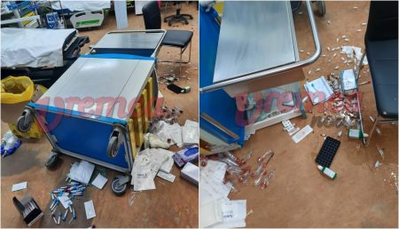 Un pacient ajuns la Unitatea de Primiri Urgente a Spitalului Judetean Vaslui a devastat salonul si a distrus <span style='background:#EDF514'>APARATURA</span> medicala