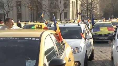 Protest masiv al taximetristilor, in Piata Constitutiei si Piata Victoriei din Bucuresti | Claxoane si scandari impotriva companiilor de ride-sharing