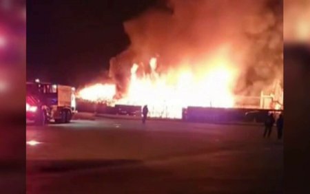 Incendiu violent la o hala de depozitare din Lugoj. Flacarile puteau fi observate de la sute de metri distanta