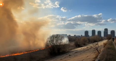Incendiu in Parcul Natural <span style='background:#EDF514'>VACARESTI</span> din Bucuresti: Sunt posibilitati de propagare din cauza vantului VIDEO