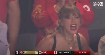 Taylor Swift a facut haos in loja la Super Bowl » Cum au surprins-o camerele TV