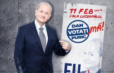 Dan Puric si-a anuntat candidatura la Presedintia Romaniei in fata publicului, dupa un spectacol