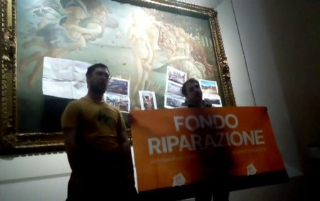 Activistii pentru protectia mediului au luat in vizor celebra Nastere a lui <span style='background:#EDF514'>VENUS</span> de Botticelli
