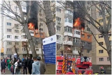 Incendiu violent intr-un bloc din <span style='background:#EDF514'>OLTENITA</span>. 30 de persoane au fost evacuate