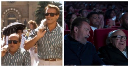 Arnold <span style='background:#EDF514'>SCHWARZENEGGER</span> si Danny DeVito, intr-o super reclama la 36 de ani de la filmul Gemenii. VIDEO
