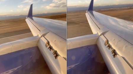 Asa arata aripa. Ar trebui sa ma ingrijorez?!: Momentul in care o bucata din aripa unui avion Boeing se desprinde in zbor, filmat de unul dintre cei 165 de pasageri aflati la bord