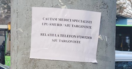 Spitalul Judetean din Targoviste cauta medici prin anunturi lipite pe <span style='background:#EDF514'>STALP</span>ii din Bucuresti