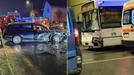 Accident grav, cu doua masini si un autobuz, in comuna Floresti din Cluj. Exista mai multe victime
