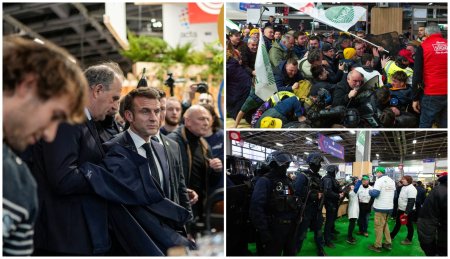 Emmanuel Macron, la un pas de a fi atacat de sute de fermieri furiosi. Presedintele se afla la Targul Agricol de la Paris 